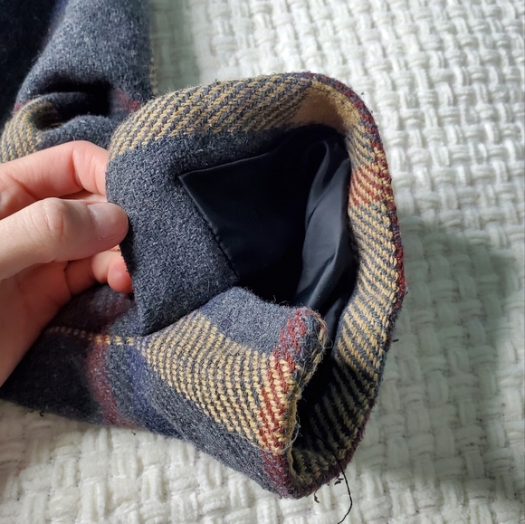 Merona Gray Plaid Pea Coat w/ Tie Belt SMALL - Picture 5 of 7